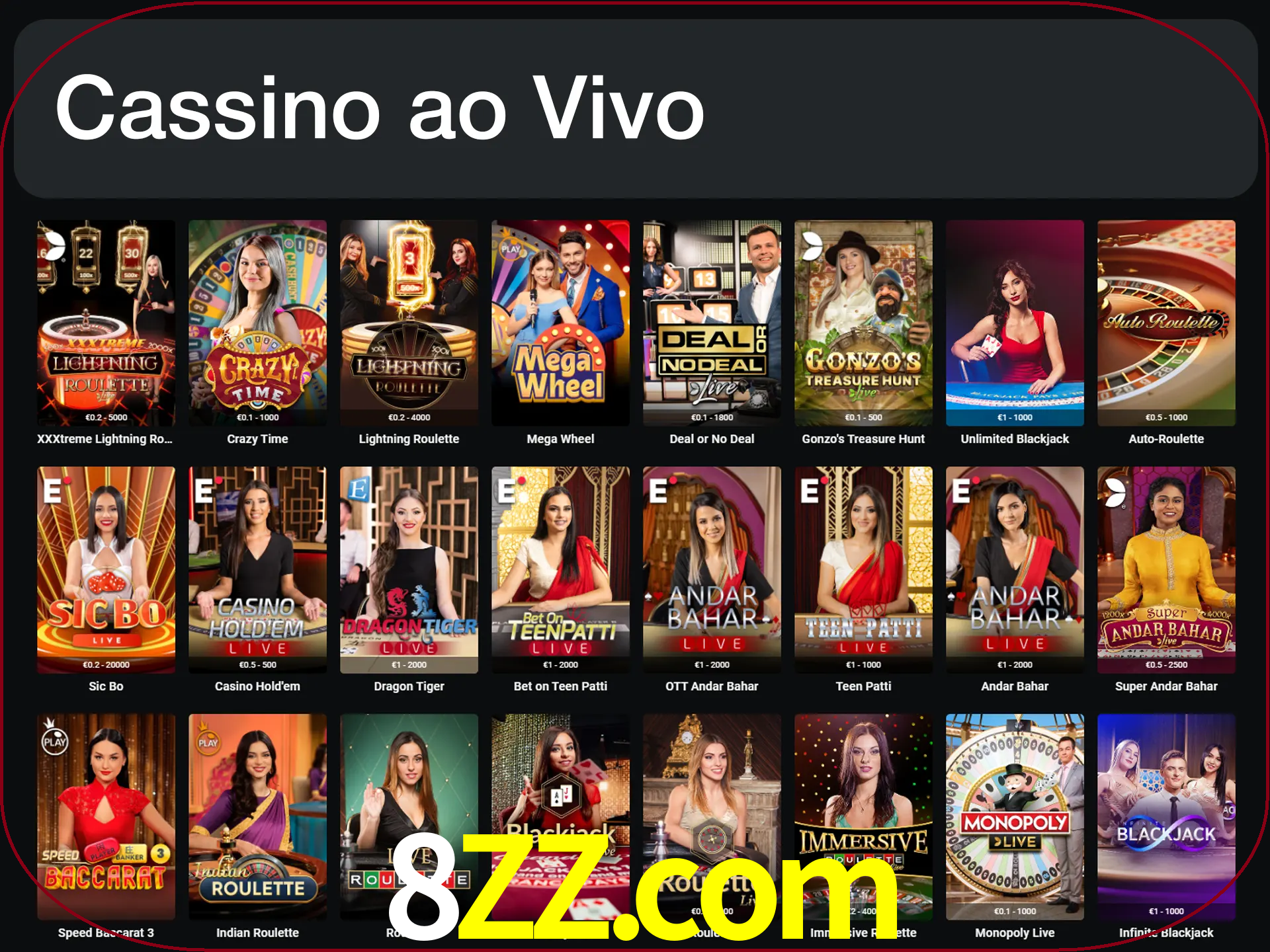 Jogue jogos de cassino com um verdadeiro dealer.